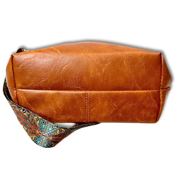 NEW Boho Brown Everyday Casual Crossbody with Art Deco-Inspired Rich Strap | NWT - Picture 5 of 8